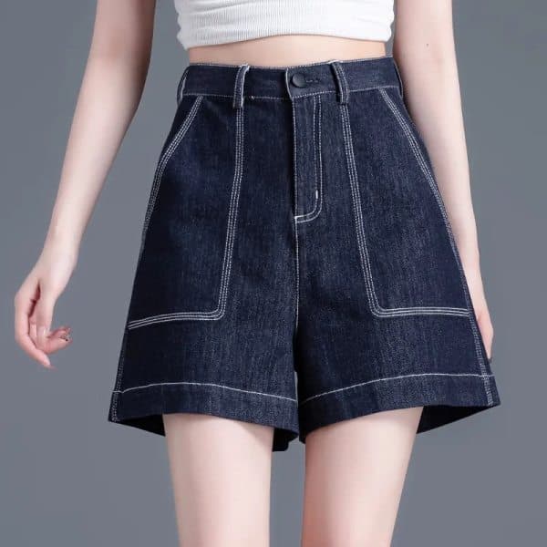 Quần short denim ống rộng