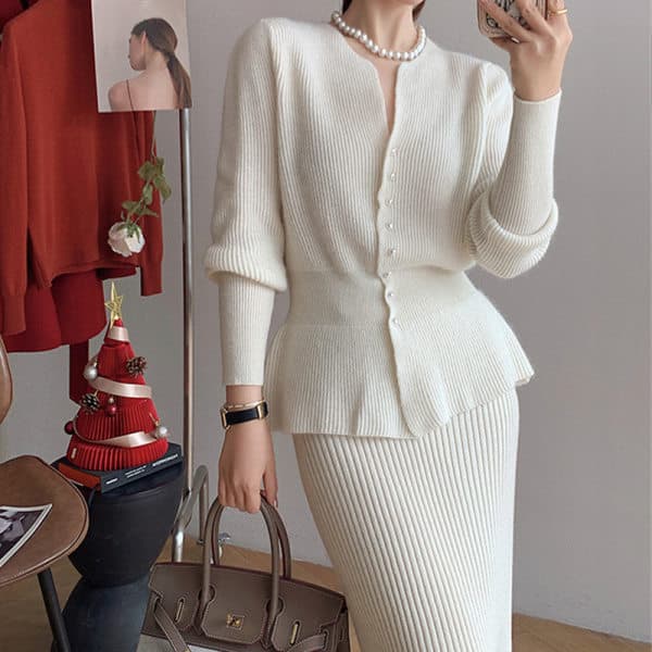 Set váy dệt kim phong cách xiaoxiang