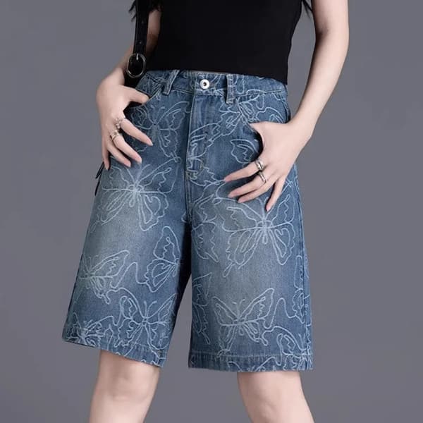 quần lửng cạp cao in hoạ tiết