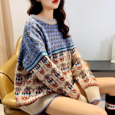 Áo len jacquard phong cách phương Tây