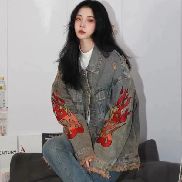 Áo khoác jacket thêu hoa