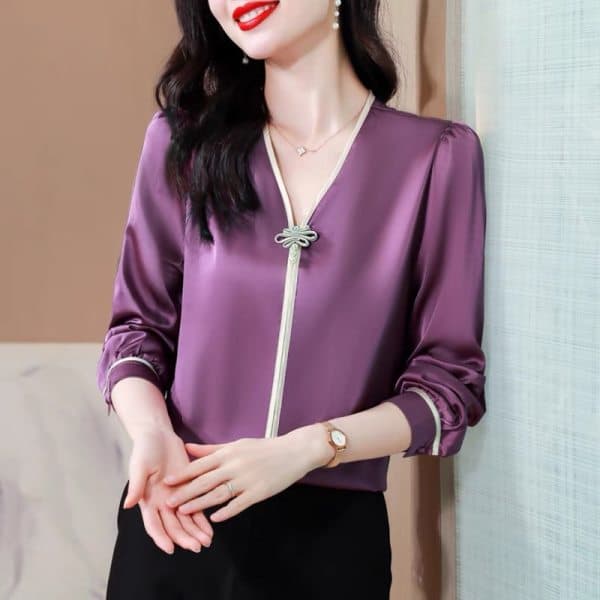 Sơ mi cổ chữ V thanh lịch
