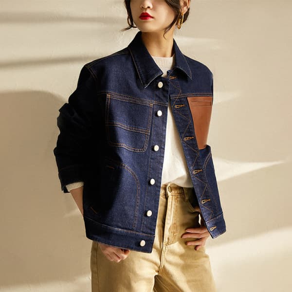 Áo khoác denim có túi phong cách worker style